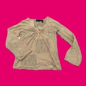 New York & Company cream lace long sleeve top